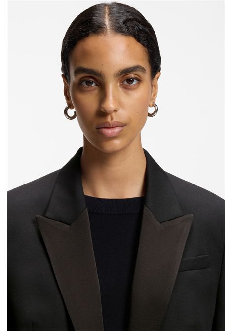 BOSS Jeminia Regular-Fit Tuxedo Blazer in Black Virgin Wool Women's BOSS |  | 5057130200100001