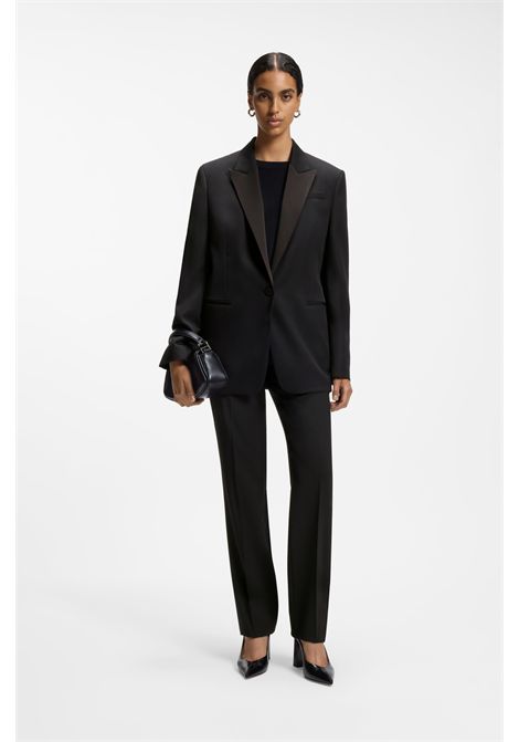 BOSS Jeminia Regular-Fit Tuxedo Blazer in Black Virgin Wool Women's BOSS |  | 5057130200100001