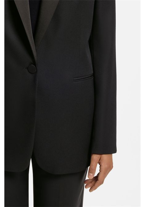 BOSS Jeminia Regular-Fit Tuxedo Blazer in Black Virgin Wool Women's BOSS |  | 5057130200100001