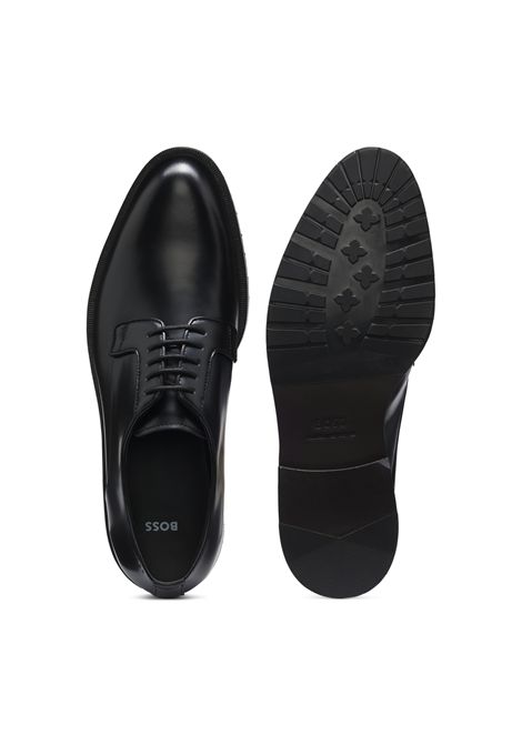 BOSS Scarpe Derby Tayil-L_Derb_bolt in Pelle Spazzolata Nero Uomo BOSS | SCARPE FORMALI | 5057320700100001