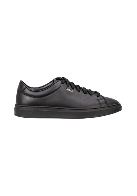 BOSS Sneaker Kieran_Tenn_butb in Pelle Liscia con Logo Effetto Oro Nero Uomo BOSS | SNEAKER | 5057354900500005