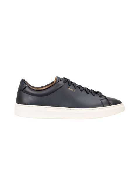 BOSS Sneaker Kieran_Tenn_butb in Pelle Liscia con Logo Effetto Oro Blu Scuro Uomo BOSS | SNEAKER | 5057354940100401