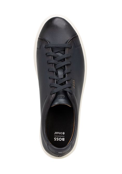 BOSS Sneaker Kieran_Tenn_butb in Pelle Liscia con Logo Effetto Oro Blu Scuro Uomo BOSS | SNEAKER | 5057354940100401