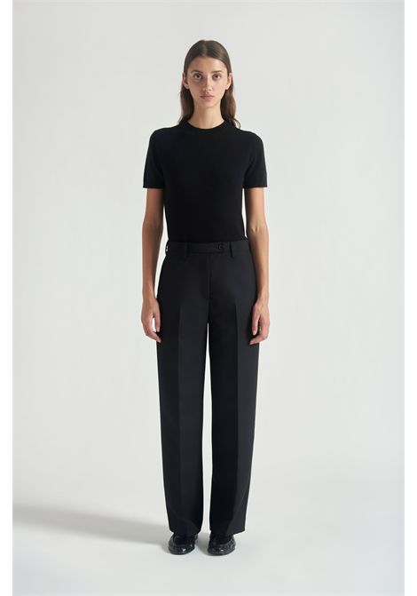 Grifoni Pantaloni Phaedra a Gamba Dritta in Misto Lana Nero Donna GRIFONI | Pantalone | G1AC008699