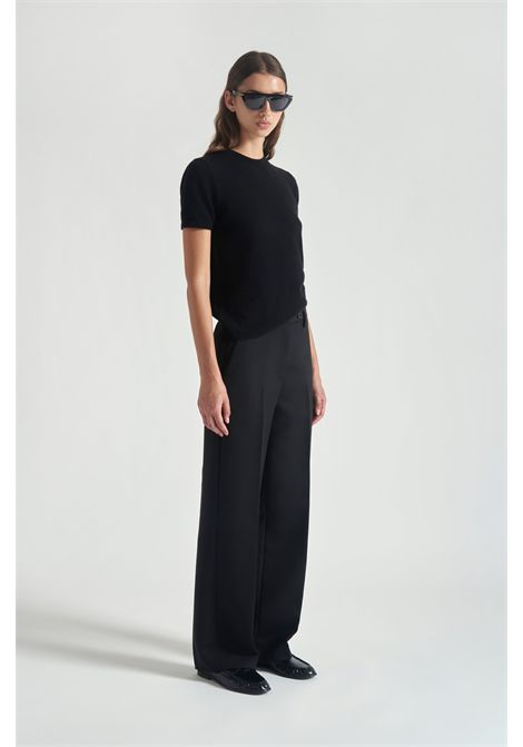 Grifoni Pantaloni Phaedra a Gamba Dritta in Misto Lana Nero Donna GRIFONI | Pantalone | G1AC008699