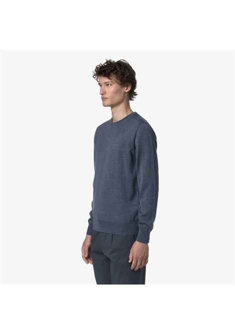 K-Way Men's Sebastien Merino Crewneck Sweater Blue Avion Mel K-WAY |  | K2142EWKA7