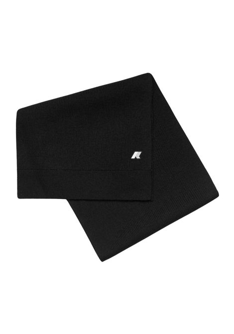 K-Way Etienne Cardigan Stitch Wool Scarf in Black Pure Unisex K-WAY |  | K4136FWUSY