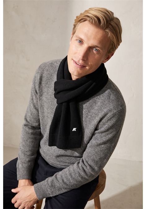 K-Way Etienne Cardigan Stitch Wool Scarf in Black Pure Unisex K-WAY |  | K4136FWUSY
