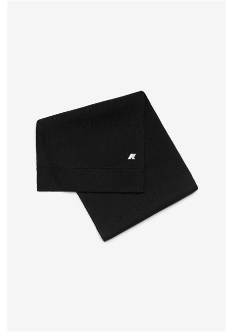 K-Way Etienne Cardigan Stitch Wool Scarf in Black Pure Unisex K-WAY |  | K4136FWUSY