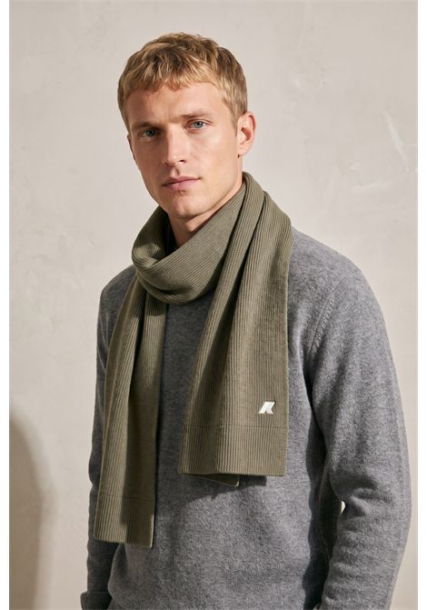 K-Way Etienne Cardigan Stitch Wool Scarf in Green Army Unisex K-WAY |  | K4136FWXBE