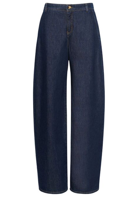 Max Mara Studio Pantalone Barrel Leg Mstconico in Denim Blu Donna Max Mara Studio | Pantalone | 2626186021600001