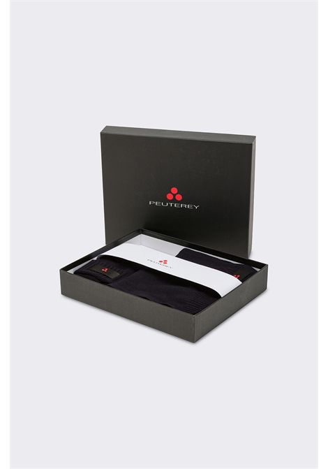Peuterey Kit Sciarpa e Berretto in Misto Cachemire Blu Grafite Uomo PEUTEREY | Gift set | KPE0019215