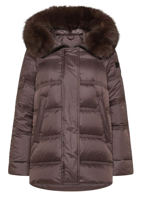 Peuterey Piumino Takan MQN 04 Fur Chicory Coffee con Bordo in Pelliccia Donna PEUTEREY | Giubbini | PED5439194