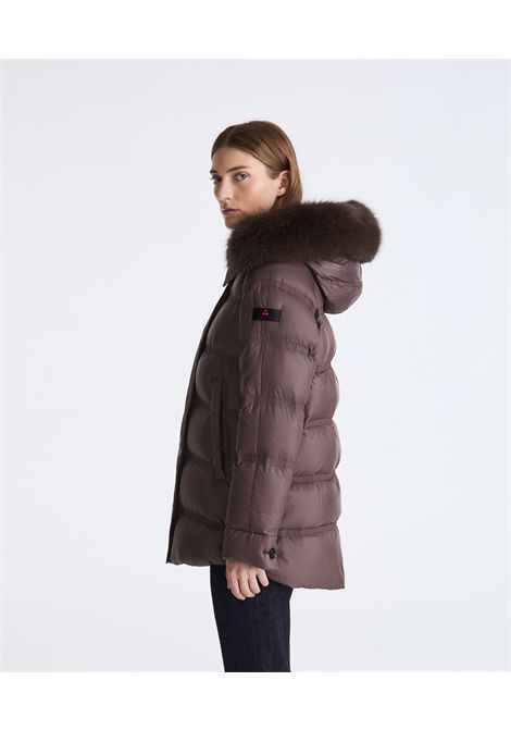 Peuterey Piumino Takan MQN 04 Fur Chicory Coffee con Bordo in Pelliccia Donna PEUTEREY | Giubbini | PED5439194