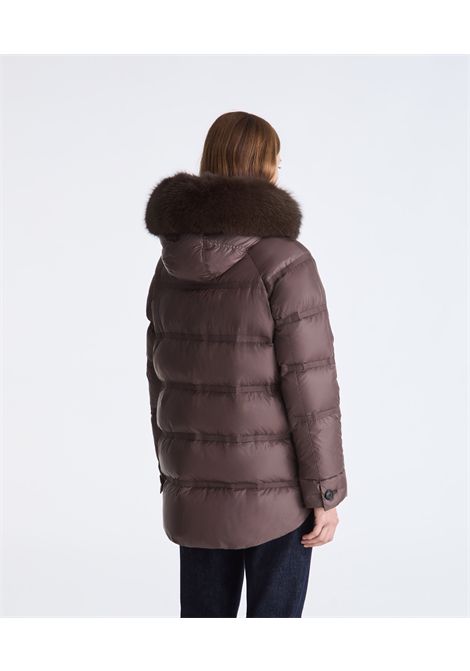 Peuterey Piumino Takan MQN 04 Fur Chicory Coffee con Bordo in Pelliccia Donna PEUTEREY | Giubbini | PED5439194