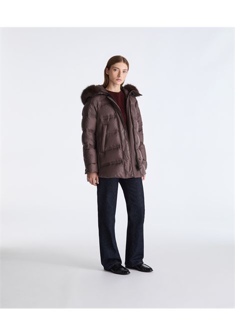 Peuterey Piumino Takan MQN 04 Fur Chicory Coffee con Bordo in Pelliccia Donna PEUTEREY | Giubbini | PED5439194
