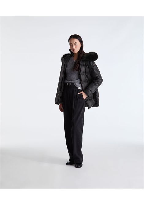 Peuterey Piumino Takan MQN 04 Fur con Bordo in Pelliccia Nero Donna PEUTEREY | Giubbini | PED5439NER