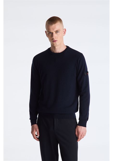 Peuterey Pullover Girocollo in Tricot Misto Lana Blu Grafite Uomo PEUTEREY | MAGLIERIA | PEU5391215