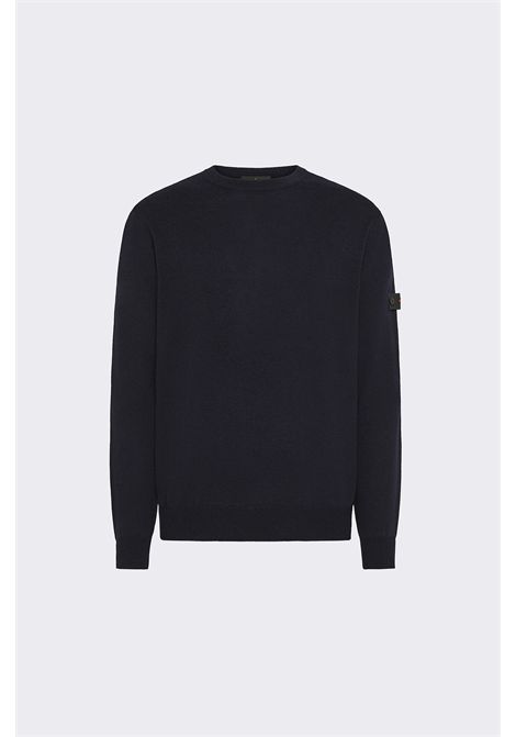 Peuterey Pullover Girocollo in Tricot Misto Lana Blu Grafite Uomo PEUTEREY | MAGLIERIA | PEU5391215