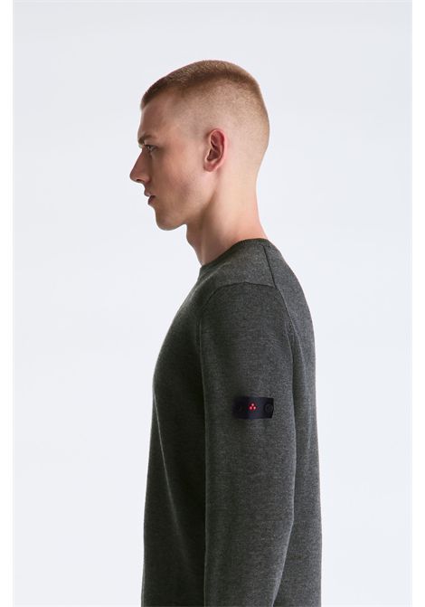 Peuterey Pullover Girocollo in Tricot Misto Lana Grigio Verde Scuro Uomo PEUTEREY | MAGLIERIA | PEU5391799