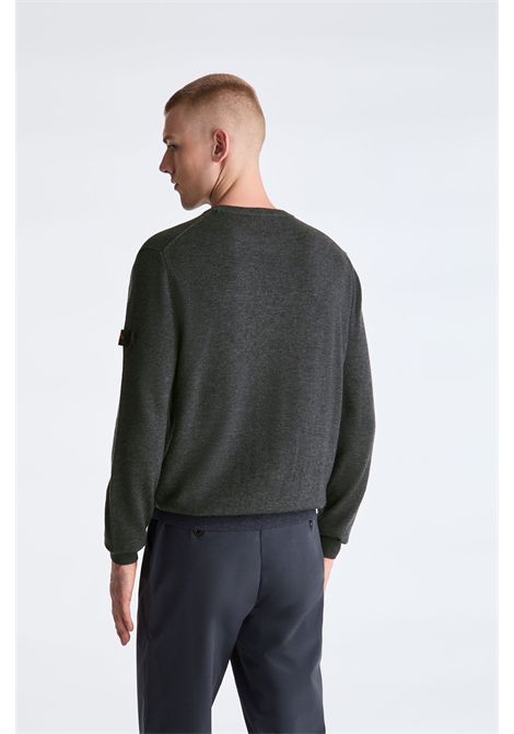 Peuterey Pullover Girocollo in Tricot Misto Lana Grigio Verde Scuro Uomo PEUTEREY | MAGLIERIA | PEU5391799
