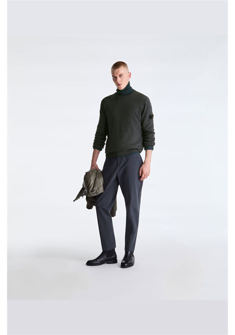 Peuterey Pullover Girocollo in Tricot Misto Lana Grigio Verde Scuro Uomo PEUTEREY | MAGLIERIA | PEU5391799