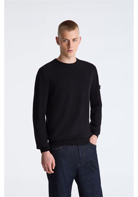Peuterey Pullover Girocollo in Tricot Misto Lana Nero Uomo PEUTEREY | MAGLIERIA | PEU5391NER