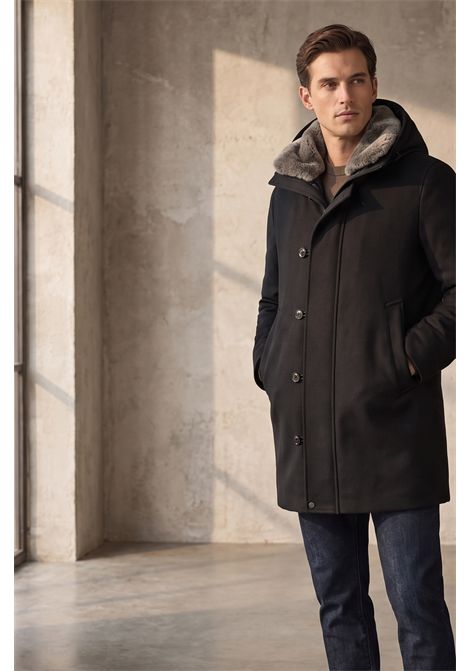 Peuterey Parka Kasa KI 04 Fur Nero in Piuma con Pelliccia Rex Uomo PEUTEREY | Parka | PEU5971NER