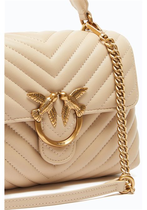 Pinko Lady Love Bag Puff Chevron Small Handbag in Beige Leather Women's PINKO |  | 100044-A0GKC50Q