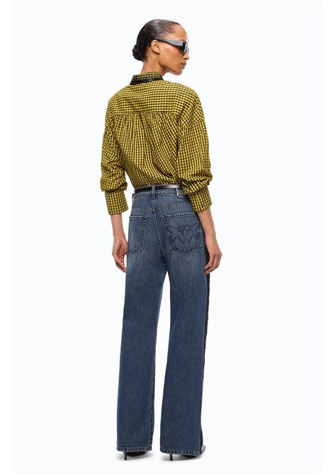 Pinko Jeans Wanda Wide Leg con Banda in Pizzo in Denim Blu Scuro Donna PINKO | Jeans | 101733-A3G8PJZ