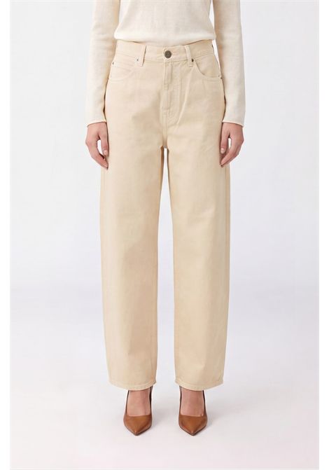 Pinko Jeans Baggy Estelle a Vita Media in Denim di Cotone Beige Donna PINKO | Jeans | 103857-A3KUC21