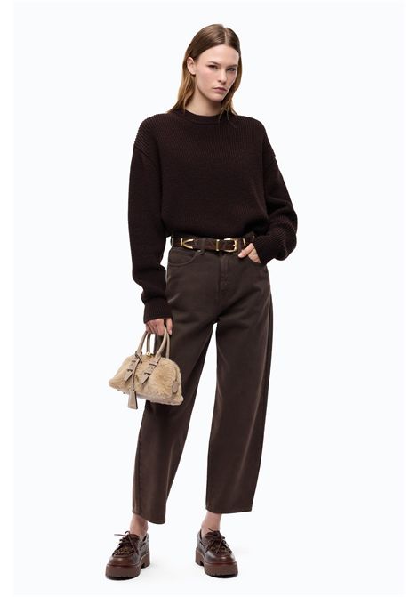 Pinko Pantaloni Estelle Egg Barrel Fit in Bull Denim Marrone Donna PINKO | Jeans | 103857-A3KUL72