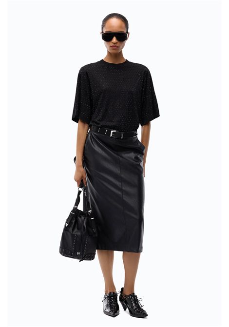 Pinko Niamey T-Shirt with Rhinestones and Logo in Black Cotton Jersey Women's PINKO |  | 104604-A3GYZ98