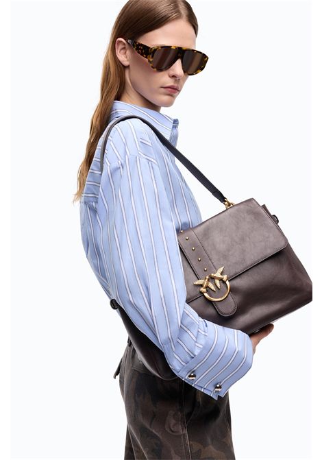 Pinko Love One Extra Slouchy Large Shoulder Bag in Brown New Biker Leather Women's PINKO |  | 105067-A2JGM12Q