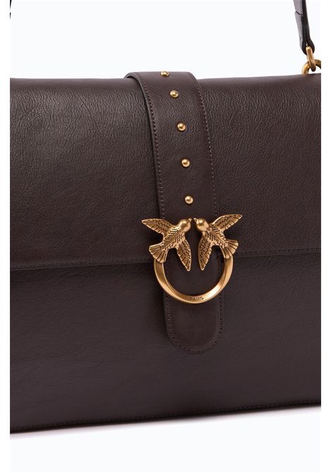 Pinko Love One Extra Slouchy Large Shoulder Bag in Brown New Biker Leather Women's PINKO |  | 105067-A2JGM12Q