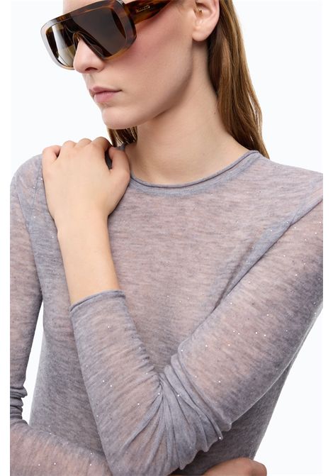 Pinko Pico Crew-Neck Jumper with Sequins in Grey Wool Blend Women's PINKO |  | 105398-A2PMI42