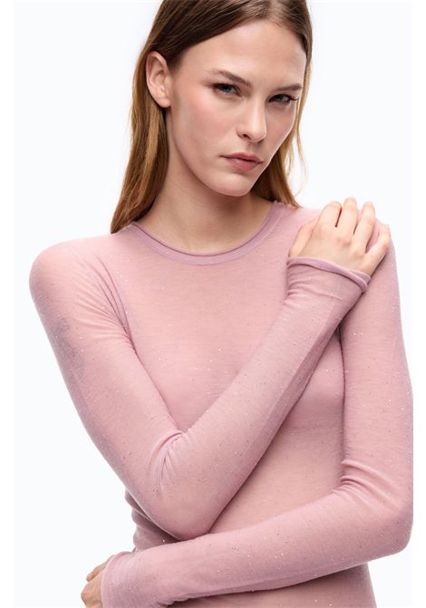 Pinko Pico Crew-Neck Jumper with Sequins in Pink Wool Blend Women's PINKO |  | 105398-A2PMO06