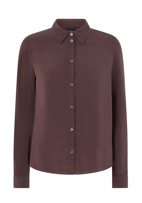 Pinko Sand-Washed Silk Shirt in Brown Women's PINKO |  | 105593-A3L1L72
