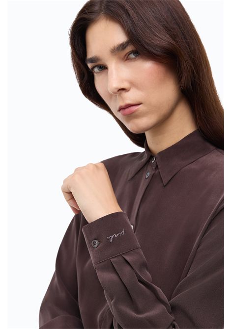 Pinko Sand-Washed Silk Shirt in Brown Women's PINKO |  | 105593-A3L1L72