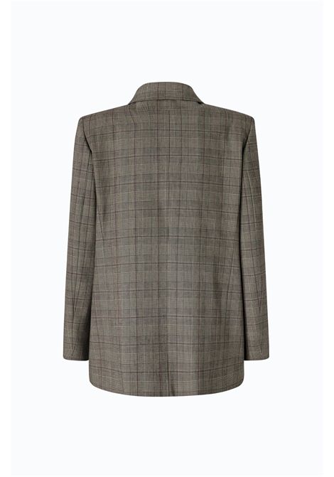 Pinko New Guinea Double-Breasted Check Jacket in Beige-Bordeaux-Black Multicolour Wool Blend Women's PINKO |  | 105617-A3FFCYZ