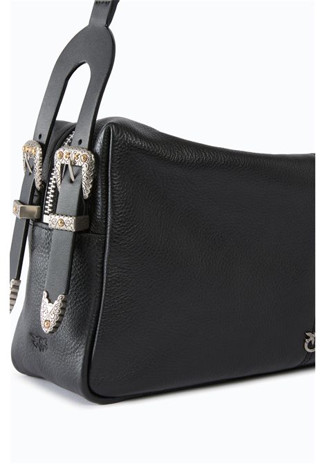 Pinko 24 Classic Keeper Bag Medium Shoulder Bag in Black New Biker Leather Women's PINKO |  | 106676-A2JGZ99O