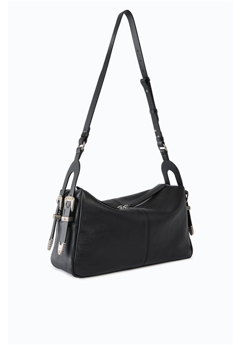 Pinko 24 Classic Keeper Bag Medium Shoulder Bag in Black New Biker Leather Women's PINKO |  | 106676-A2JGZ99O