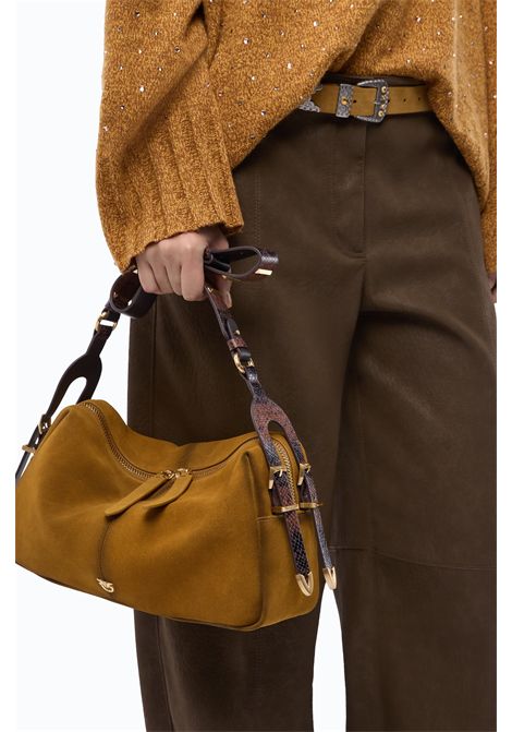 Pinko 24 Classic Keeper Bag Medium Shoulder Bag in Spray-Effect Suede in Black-Brown Multicolour Women's PINKO |  | 106676-A3DBMR2J