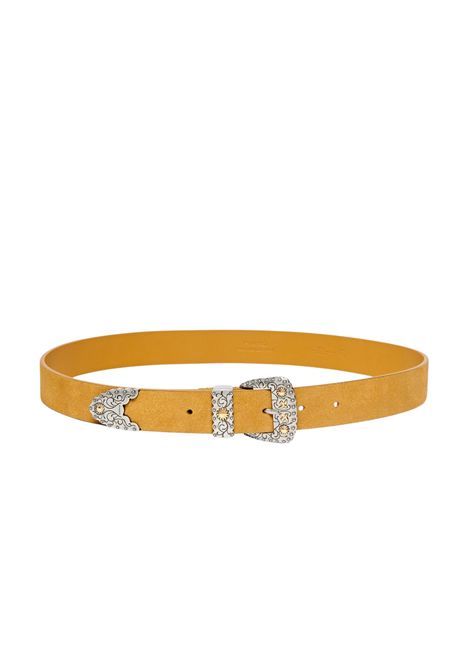 Pinko Trittico 3 cm Suede Belt with Western Details in Yellow Women's PINKO |  | 106692-A0F6L27O