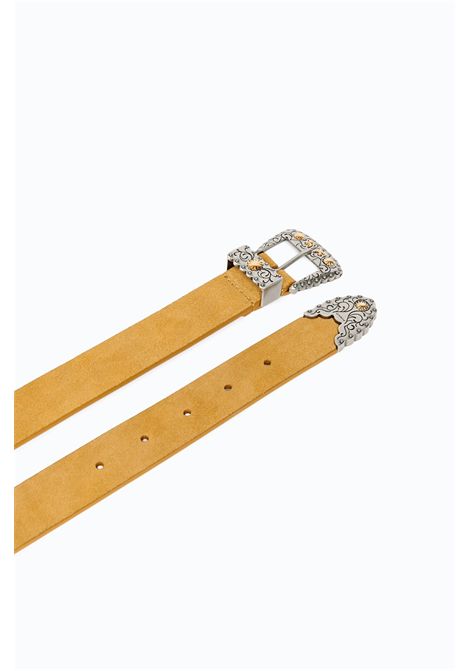 Pinko Trittico 3 cm Suede Belt with Western Details in Yellow Women's PINKO |  | 106692-A0F6L27O