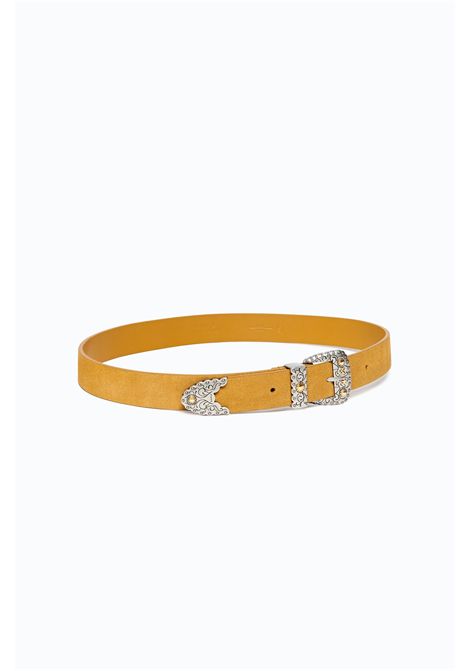 Pinko Trittico 3 cm Suede Belt with Western Details in Yellow Women's PINKO |  | 106692-A0F6L27O