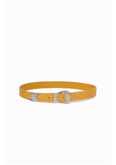 Pinko Trittico 3 cm Suede Belt with Western Details in Yellow Women's PINKO |  | 106692-A0F6L27O