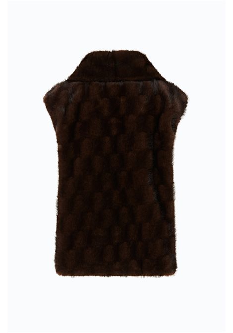 Pinko Gilet Glossinia con Zip Effetto Pelliccia Marrone Donna PINKO | Gilet | 106939-A3C5M11