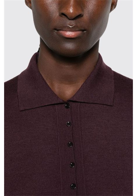 Pinko Polo in Maglia di Lana e Cashmere Prugna Donna PINKO | Polo | 107249-A3FYW63