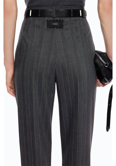 Pinko Pleione Pinstripe Cigarette Trousers in Stretch Wool Blend in Grey-Pink Multicolour Women's PINKO |  | 107264-A3FFIN4